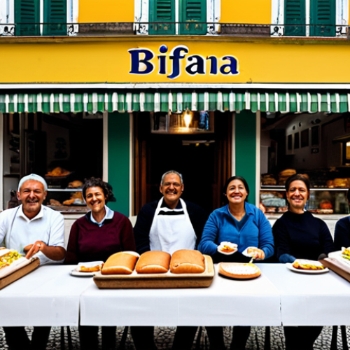 **

"A vibrant 'tasca' in Lisbon, Portugal, showcasing a family-run establishment. Patrons are fully clothed, enjoying 'bifana' sandwiches at simple tables. The scene is lively, depicting authentic Portuguese culture. Focus on well-formed hands holding the sandwiches. Safe for work, appropriate content, professional photography, perfect anatomy, natural proportions, modest clothing, family-friendly."

**