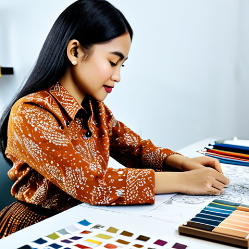 Modern Batik Designer**

"A young, professional Malaysian woman, fully clothed in a stylish, modern batik blouse and modest skirt, working at a bright design studio desk, surrounded by fabric swatches and design sketches, safe for work, perfect anatomy, natural pose, well-formed hands, proper finger count, natural body proportions, high-resolution, professional photography, appropriate content."

**
