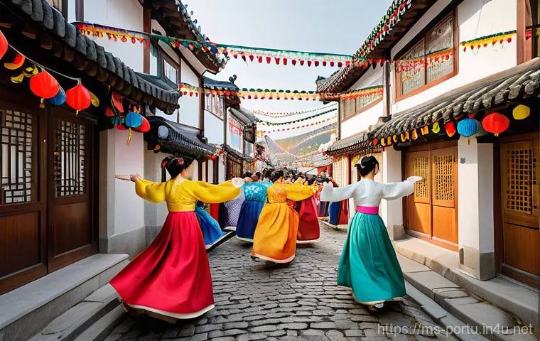 포르투갈과 한국 문화 비교 - **Prompt 2: Korean Kimjang Gathering and K-Pop Stage**
    A dynamic and colorful outdoor scene capt...